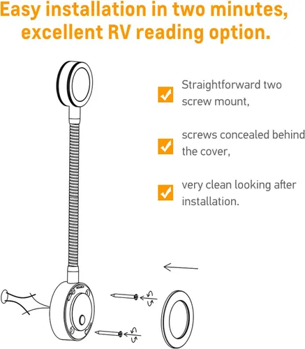 Vista 7 de acegoo Luz de Lectura LED de 12 V, lámpara de lectura de cabecera de barco RV, luz de cama de cuello flexible de 12 voltios para cámper van