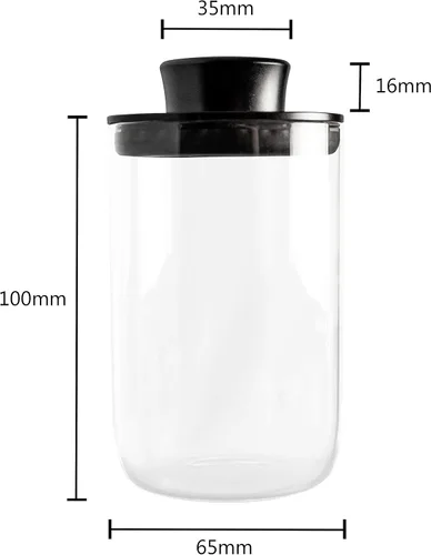 Vista 4 de Hanser Tarro de almacenamiento de vidrio Recipiente de vidrio hermético (9.5 fl oz) Tapa de aluminio con anillo de sellado Incluye cubierta