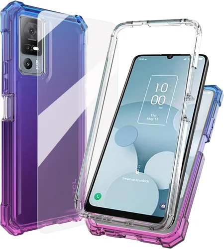 Vista 11 de Ailiber - Carcasa para TCL 40 XL T608M/Jitterbug Smart 4/40T T608DL, color negro Screen Protector, Air-Guard Corners, Dual Layer, Flexible TPU