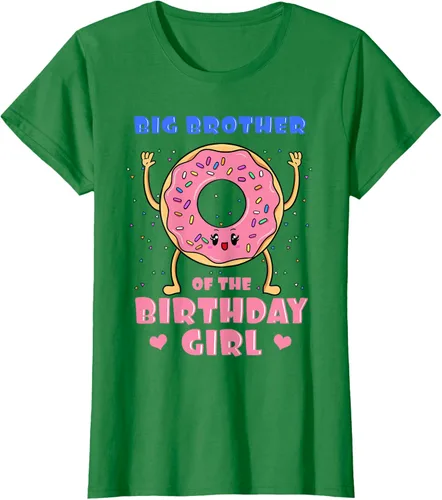 Vista 44 de Big Brother Of The Birthday Girl Donut Bday Party Bro Sib Camiseta, Negro, S