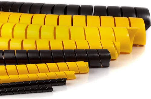 Vista 2 de Caplugs Serie SPPC – Safeplast Safe-Spiral - Envoltura en espiral precortada, manguera y protector de cable, HD-PE negro, diámetro exterior de 0.67