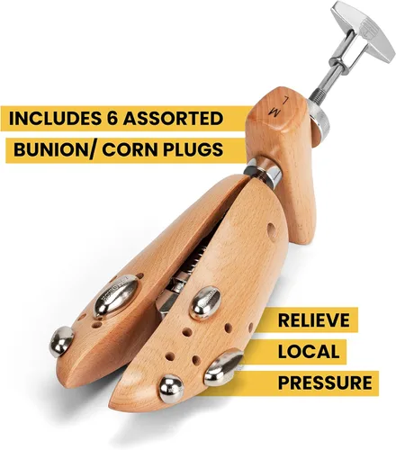 Vista 4 de HOUNDSBAY Bulldog - Estirador profesional de madera de 2 vías para hombres y mujeres, ampliador de zapatos y expansor para mujeres