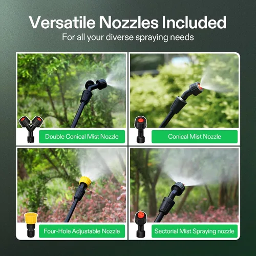 Vista 3 de VIVOSUN Pulverizador de mochila con batería de 4 galones, pulverizador de bomba eléctrica con cuatro boquillas para césped de jardín, naranja