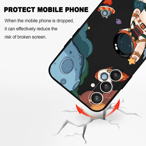 Vista 4 de LEECG Funda para Galaxy S23 FE, diseño creativo de impresión lateral de astronauta para Samsung S23 FE 5G, funda protectora resistente de silicona