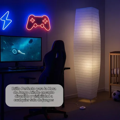 Vista 4 de LIGHTACCENTS Lámparas de pie de papel de arroz para sala de estar, paquete de 2 lámparas de pie de papel blanco con interruptor de pie
