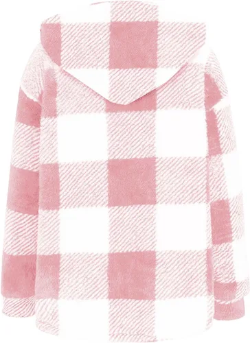 Vista 5 de YAFINMO Womens Fuzzy Plaid Shacket Jacket Furry 2024 Spring Long Sleeve Button Down Warm Coats Fleece Lined Jackets