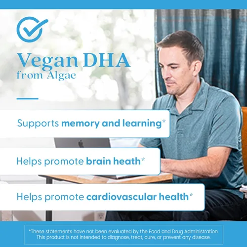 Vista 7 de Doctor's Best DHA vegetariano de algas, sin OMG, vegano, sin gluten, 200 mg, 60
