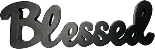Vista 8 de Letrero de madera con letras para mostrador de gabinete, decoración de corazón, letrero de pared con palabras recortadas para colocar de pie