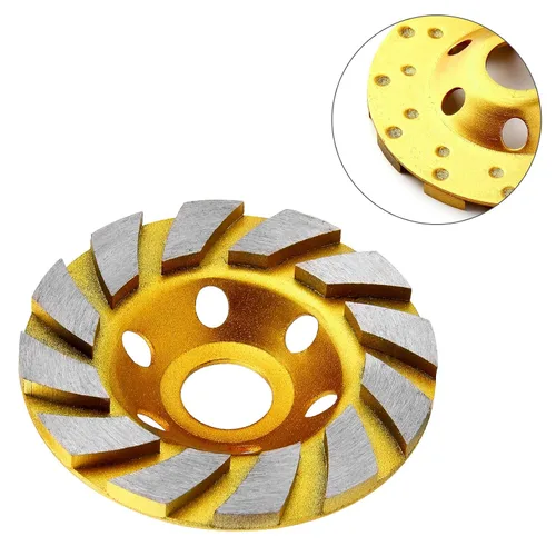 Vista 3 de 2 piezas - 4 pulgadas rueda de muela de molienda turbo de diamante para hormigón, piedra y cerámica, ruedas de amoladora angular de 12 segmentos