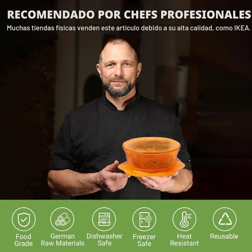 Vista 7 de Tapas elásticas de silicona para almacenamiento de alimentos en el refrigerador, fundas elásticas reutilizables para tazas, latas, tarros