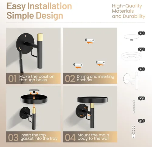 Vista 8 de YUOROS Paquete de 3 Soportes de Plantas de Pared, Macetas de Pared para Plantas de Interior, Estanterías Colgantes para Plantas de Ventana, Negro