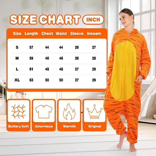 Vista 2 de Pijama unisex de franela para adultos, disfraz divertido de una pieza de animal para cosplay para mujeres y hombres