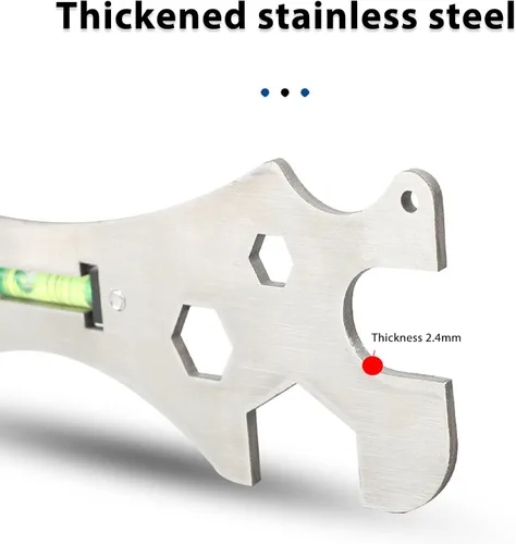 Vista 7 de Jiawu Llave de grifo, llave multifuncional para conexiones de manguera de grifos, llave universal de tuerca con nivel de burbuja, llave de tubo