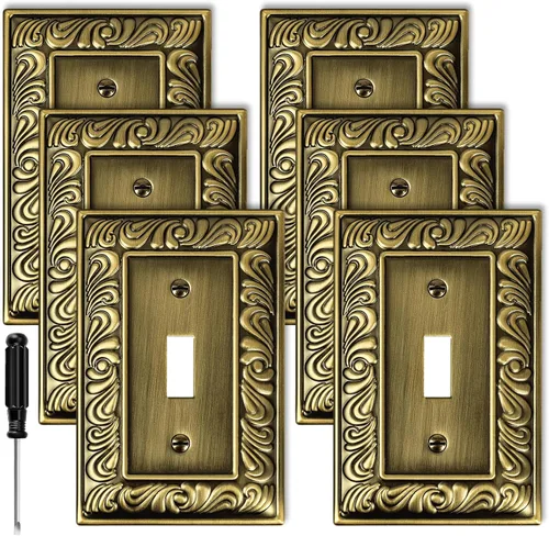 Vista 18 de Cubiertas Decorativas de Interruptor de Luz de Latón Antiguo Placas de Pared Placas de Interruptor Basculante Cubiertas de Enchufes