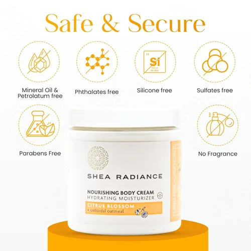 Vista 6 de Shea Radiance Crema corporal nutritiva con avena coloidal Hidratante hidratante para pieles sensibles Hidratación suave con humedad duradera