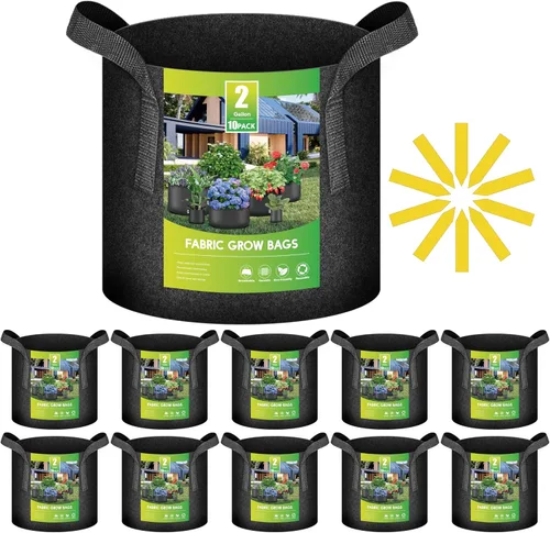 Vista 25 de iPower Paquete de 10 bolsas de 3 galones para plantas de tela no tejida gruesa resistente para cultivo de papas, contenedor duradero con aireación