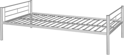 Vista 4 de EMKK Litera de metal individual sobre cama individual con nido para 3 niños/adultos, litera convertible con 2 escaleras laterales y barandilla