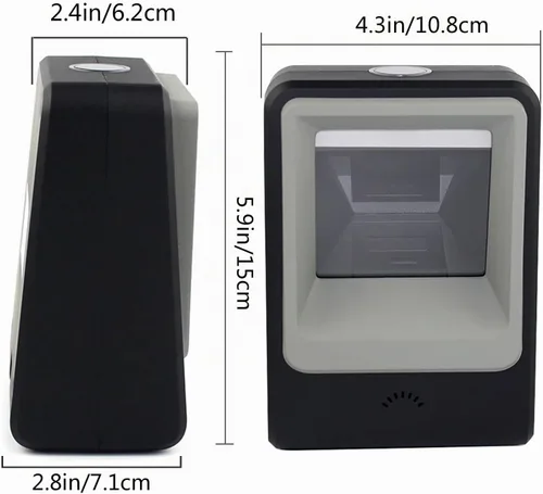 Vista 2 de Escáner de código de barras QR 2D, symcode Omnidireccional Manos Libres USB Lector de Código de Barras Automático para Pagos Móviles Computadora
