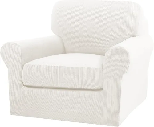 Vista 92 de Turquoize 2 fundas para sillas de sala de estar, funda de sofá con fundas de cojín individuales, funda de muebles para sillas (silla, beige biscotti)