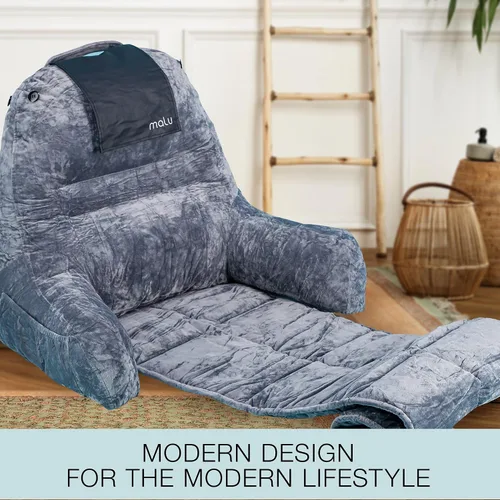 Vista 6 de malu Almohada de lectura extra grande – Almohada ergonómica – Almohada de espalda para cama + alfombrilla enrollable para soporte de cuello