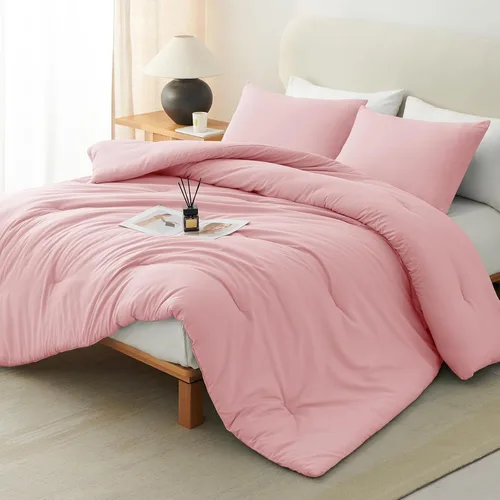 Vista 29 de CozyLux - Juego de edredón beige tamaño individual/individual XL, 2 piezas de juego de cama extra largo sólido transpirable acolchado, juego de cama