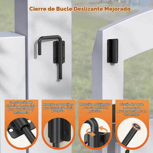 Vista 3 de Cerradura de bucle de puerta corredera mejorada, cierre de puerta de aleación de aluminio multiángulo de 90/180 grados para puerta de granero
