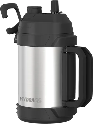 Vista 12 de Hydraful Jarra de galón, botella de agua grande de 128 onzas, jarra deportiva de acero inoxidable aislada, botella de agua de triple pared de vacío