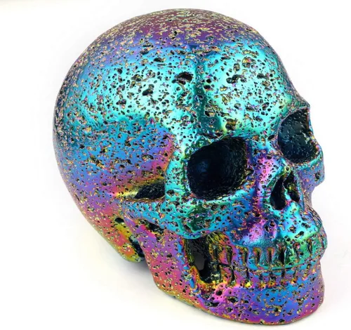 Vista 10 de Skullis Calavera de cristal de piedra de lava caliente de 2.0 pulgadas, escultura de arte fino de piedra preciosa tallada a mano, estatua de piedra