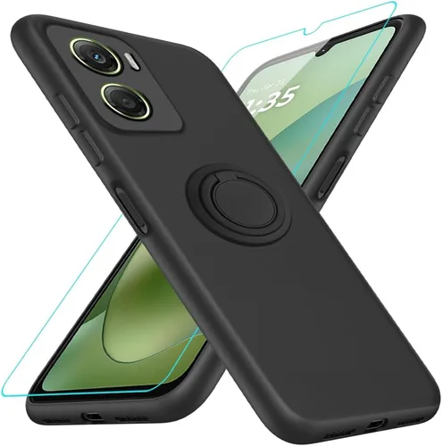 Vista 8 de Funda compatible con Blackview Shark 6/Oscal Tiger 8 con protector de pantalla, soporte de anillo giratorio de 360°, TPU a prueba de golpes, funda