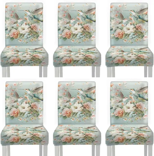 Vista 32 de HUGS IDEA Butterfly Dining Room Chair Covers Set of 2 Blue Marble Stretch Parsons Chair Slipcovers Washable Kitchen Chairs Protector Covers for