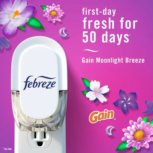 Vista 8 de Febreze Ambientador enchufable, repuesto de aceite perfumado que combate el olor, para el hogar, el baño y la cocina, de larga duración, gana brisa