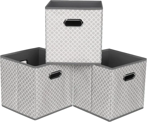 Vista 41 de Yunkeeeper - Contenedores de almacenamiento, cubos organizadores de tela con asa, cubos plegables para almacenamiento de tela o accesorios, 11 x 11