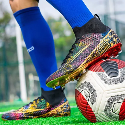 Vista 5 de HESBITEUL Zapatos de fútbol cómodos para hombre, para exteriores, interiores, para niños, para estudiantes de fútbol, zapatos deportivos de alta