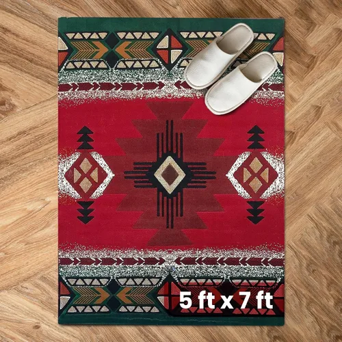 Vista 103 de YHSF South West - alfombra estilo nativo americano del suroeste C318 - fácil de limpiar, gruesa, suave, duradera, alfombra inspirada en tribus