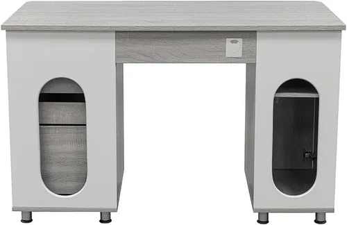 Vista 5 de Scranton & Co Escritorio de computadora pequeño de madera MDF contemporáneo en gris