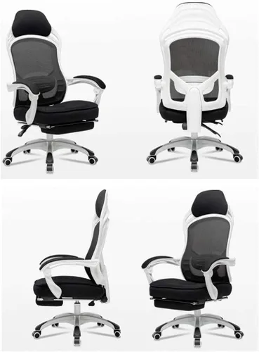 Vista 3 de Silla de oficina ergonómica con asiento de malla transpirable con altura ajustable del asiento y respaldo reclinable, escritorio y silla de tareas