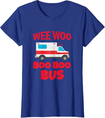 Vista 45 de Wee Woo Boo Boo Bus First Responder - Camiseta divertida de ambulancia, Negro, S