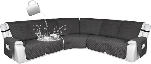 Vista 130 de HDCAXKJ Fundas de sofá seccional reclinable 100% impermeable, forma de L, funda de sofá reclinable lavable acolchada suave para mascotas, perro