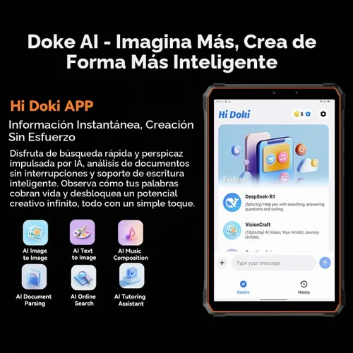 Vista 11 de Blackview Tableta rugosa de 9 pulgadas, Android 15 impermeable Gemini AI Negro