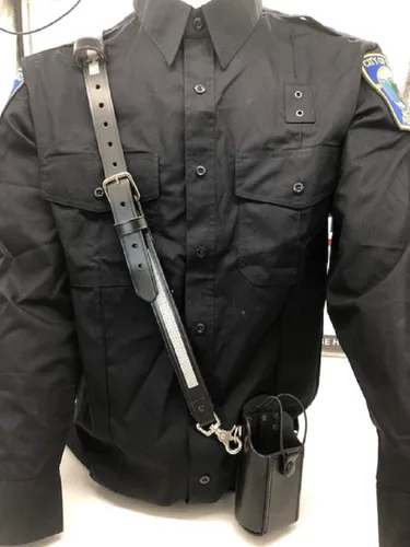 Vista 4 de Funda de cuero universal para radio de dos vías con banda elástica ajustable para bomberos, EMT y aplicación de la ley