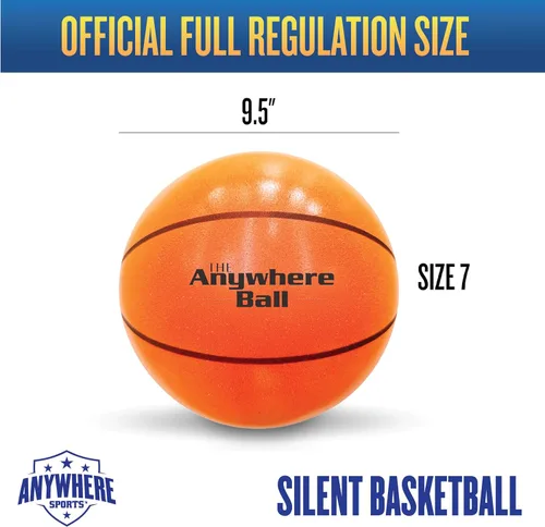Vista 2 de Anywhere Ball, Silent Basketball, Airless Foam for Indoor Training, Dribbling, and Realistic Bounce