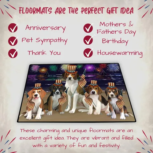 Vista 7 de Doggie of the Day American English Foxhound Dogs Floor Mat - 4th of July Independence Day - Best Dog Doormat - Protector Decor - Unique Portrait Art