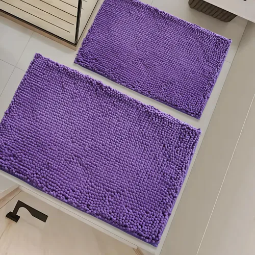 Vista 31 de Juego de alfombras de baño de 2 piezas, súper absorbente suave, gruesa, lavable en lavadora, alfombra de baño de chenilla antideslizante, alfombra