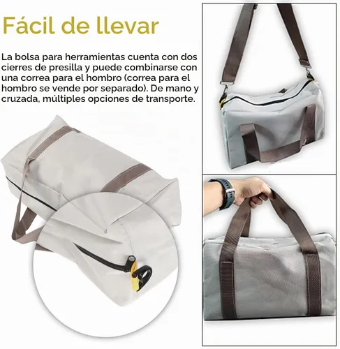 Vista 4 de Bolsa de herramientas de boca ancha, bolsa de herramientas grande de 20 pulgadas, bolsa de almacenamiento de herramientas resistente con suave