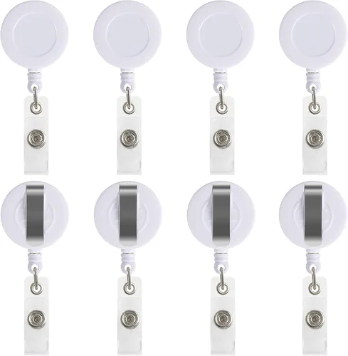 Vista 12 de JANYUN 50 Piezas Clips Retráctiles de Carrete de Insignias Portador para Colgar Tarjeta de Identificación Nombre Llavero (Negro)