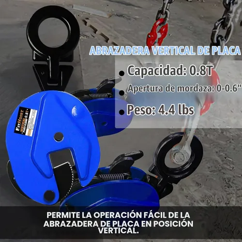 Vista 2 de Abrazadera de placa vertical de 1760 libras Abrazadera de elevación de capacidad de carga de 0.8 toneladas Apertura de mandíbula de 0.6 pulgadas