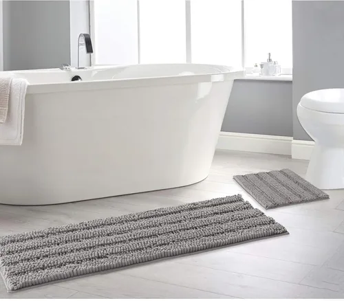 Vista 52 de NICETOWN Tapete negro para baño, antideslizante, suave, absorbente de agua, tapete de bajo perfil para entrada, tapete para vestíbulo, puerta