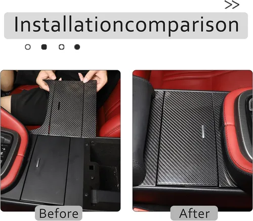 Vista 2 de Daeiclru Caja de almacenamiento de control central de fibra de carbono real, cubierta de panel compatible con Jaguar F-Type 2013-2022, consolas Negro
