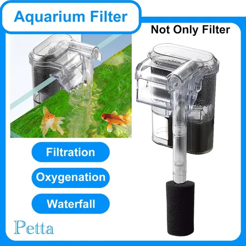 Vista 4 de Filtro silencioso para acuario Betta, filtro delgado para tanque de peces HOB para acuarios plantados de 3 a 10 galones y paisajismo acuático con 1