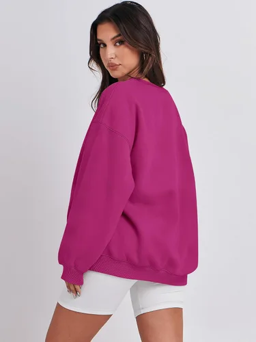 Vista 4 de ANRABESS Sudadera de gran tamaño para mujer, con cuello redondo, estilo Y2K, sudadera con capucha de forro polar, cómoda, camiseta informal, ropa